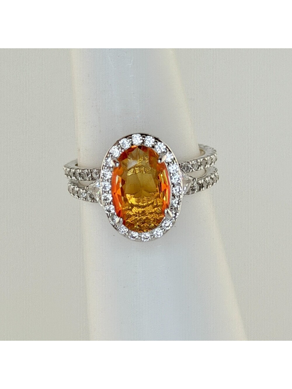 Bomb Party Sz 9 RBP2932 Peach Ombre Crystal on Rhodium RETRO RARE FIND